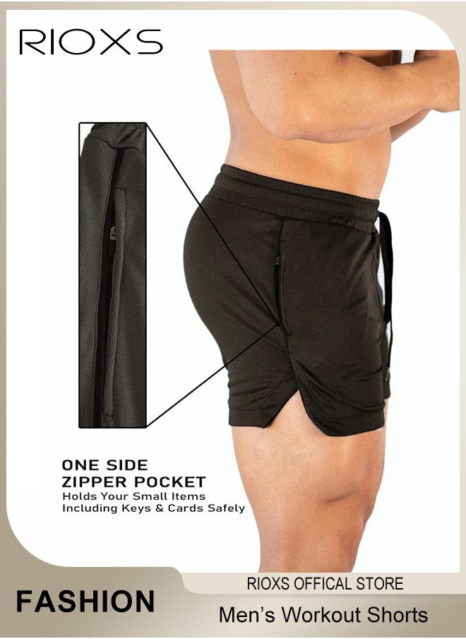 RIOXS - Men's Shorts, 5" Gym Workout Short, Quick Dry Active Running Shorts, Lightweight Athletic Shorts With Pockets, Drawstring Running Shorts For Men, Breathable Bodybuilding Training Short Pants - Image 1