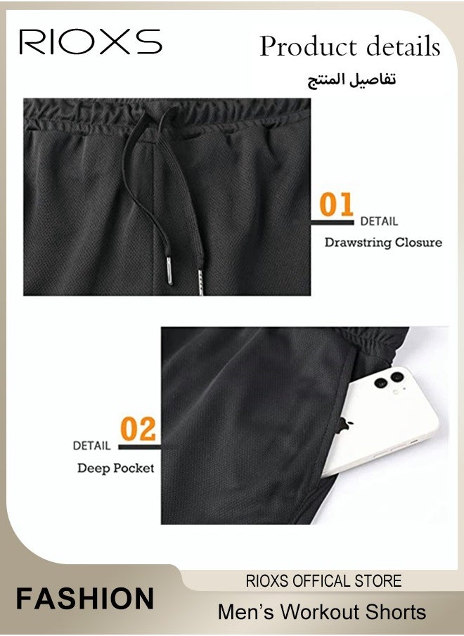 RIOXS - Men's Shorts, 5" Gym Workout Short, Quick Dry Active Running Shorts, Lightweight Athletic Shorts With Pockets, Drawstring Running Shorts For Men, Breathable Bodybuilding Training Short Pants - Image 1