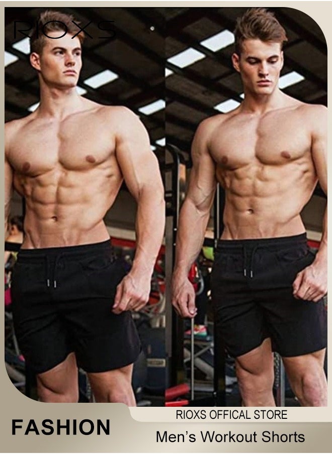 RIOXS - Men's Shorts, 5" Gym Workout Short, Quick Dry Active Running Shorts, Lightweight Athletic Shorts With Pockets, Drawstring Running Shorts For Men, Breathable Bodybuilding Training Short Pants - Image 1
