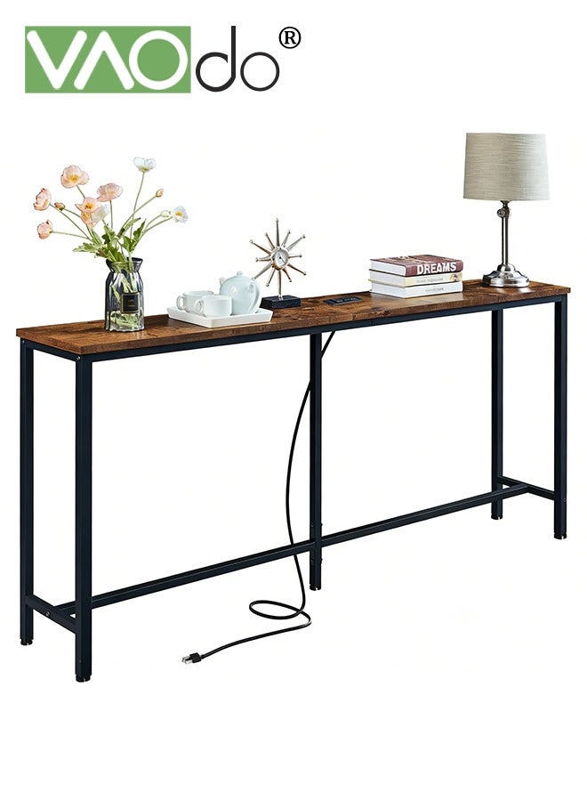 VAOdo Narrow Console Table Behind Couch, Slim Sofa Table for Small Spaces, Skinny Entryway & Hallway End Table, Easy Assembly, for Entrance, Bedroom, Living Room, Foyer, Corridor, Office, 180*30*75CM - Image 1