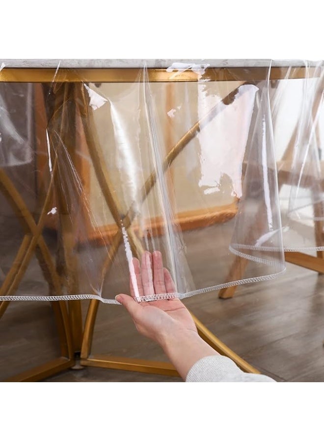 Round Transparent Plastic Tablecloth, Waterproof and Oil-Resistant PVC Plastic, Stain-Proof, Wipeable Cover for Round Table - Image 3