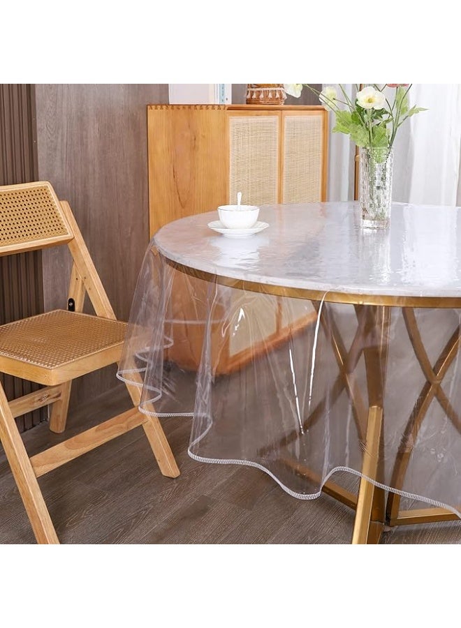 Round Transparent Plastic Tablecloth, Waterproof and Oil-Resistant PVC Plastic, Stain-Proof, Wipeable Cover for Round Table - Image 2