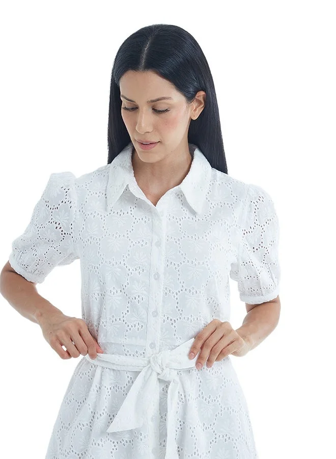 Asharae  Women's Short Sleeve Button Down Dress With Belt Cotton Comfortable Material, Casual Fashion Wear, Daily Wear Outfit, Special Occasion Outfit, Trendy & Chic Apparel for Women | Best Price UAE