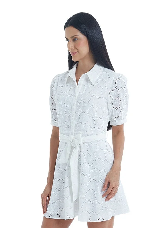 Asharae  Women's Short Sleeve Button Down Dress With Belt Cotton Comfortable Material, Casual Fashion Wear, Daily Wear Outfit, Special Occasion Outfit, Trendy & Chic Apparel for Women | Best Price UAE