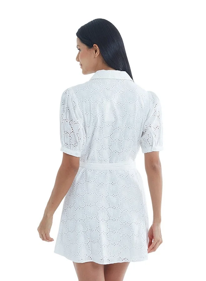 Asharae  Women's Short Sleeve Button Down Dress With Belt Cotton Comfortable Material, Casual Fashion Wear, Daily Wear Outfit, Special Occasion Outfit, Trendy & Chic Apparel for Women | Best Price UAE