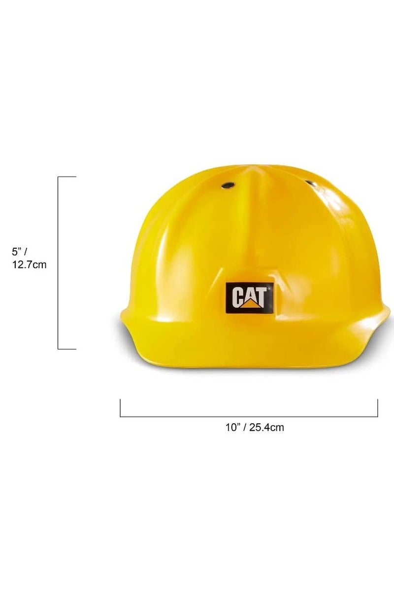 CATERPILLAR مجموعة رمل أسطول البناء من كات مع خوذة، مركبة بطول 10 بوصات | شاحنة تفريغ وحفار عجلات | مركبة تعمل بالدفع | مركبة بناء | مركبة لعب قابلة للجمع للأطفال - Image 3