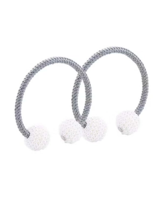 2 Pack Magnetic Curtain Tiebacks Convenient Drape Tie Backs,Pearl Decorative Rope Holdback Holder for Small, Thin or Sheer Window Drapries - Image 3