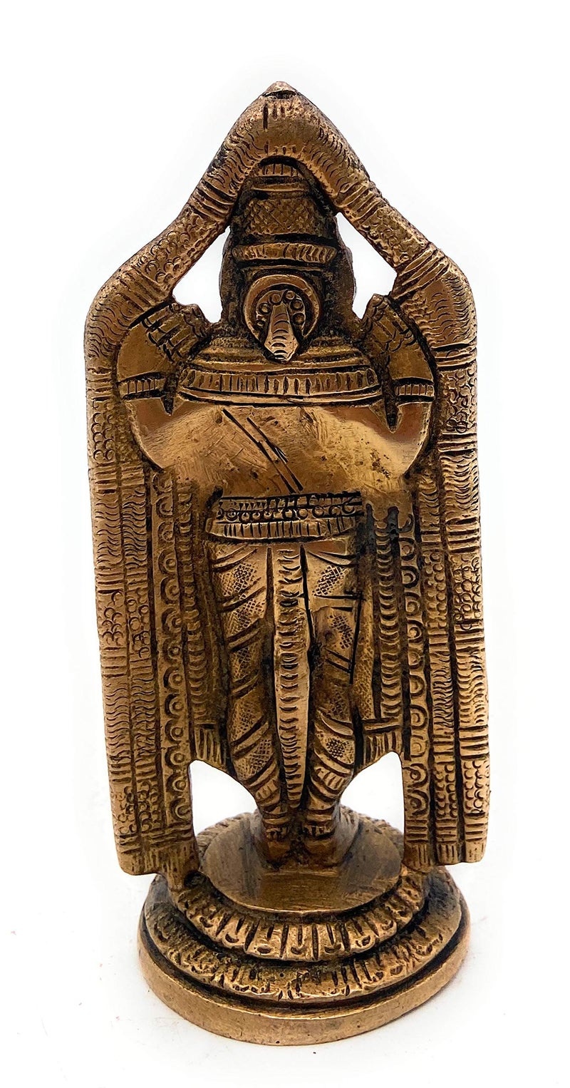 Bhunes Brass Venkateshwara Idol | Lord Thirupathi Statue | Lord Balaji Idols | Tirupati Idol God Statue Showpiece | Venkateshwara Thirupathi Balaji Statue | Murti,Gold, 5 Inch, 1 Piece - Image 5