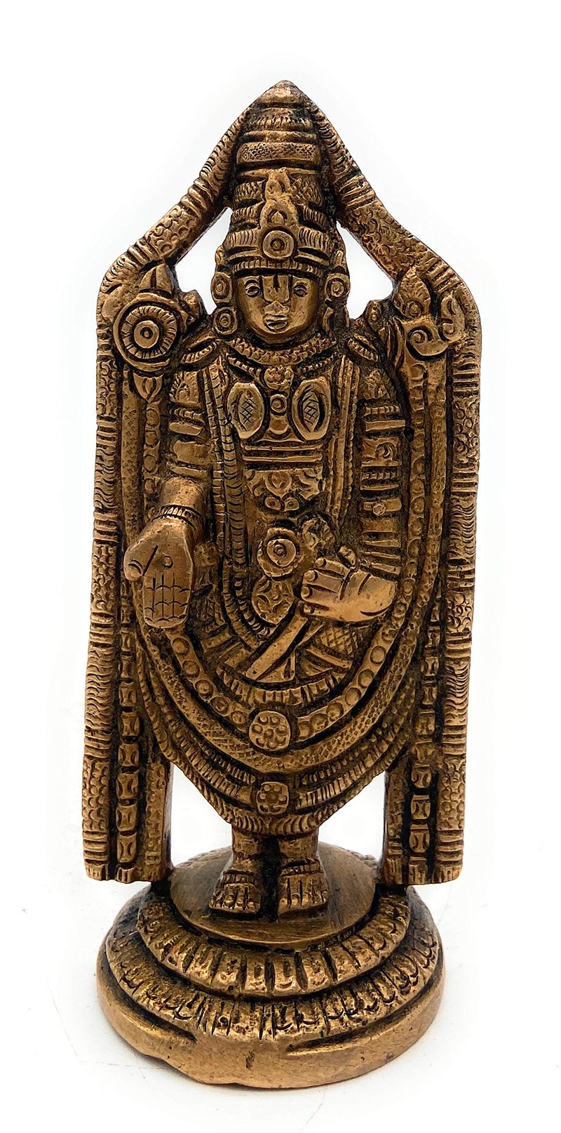 Bhunes Brass Venkateshwara Idol | Lord Thirupathi Statue | Lord Balaji Idols | Tirupati Idol God Statue Showpiece | Venkateshwara Thirupathi Balaji Statue | Murti,Gold, 5 Inch, 1 Piece - Image 2