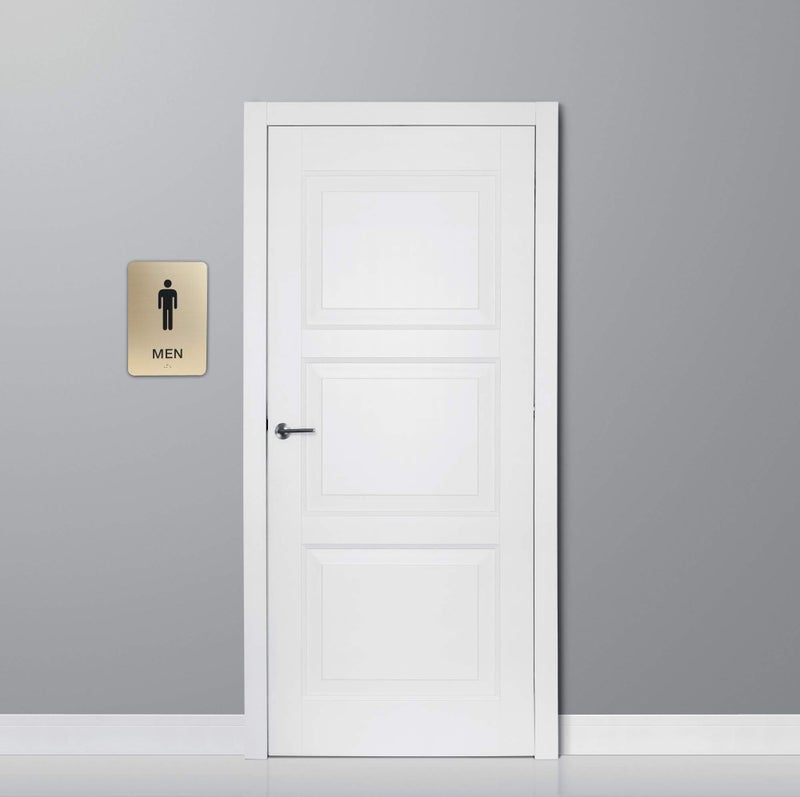 SBlabels Non-Accessible/Wheelchair Men & Women ADA Restroom (Bathroom) Sign Set w/Braille - Gold - Image 3