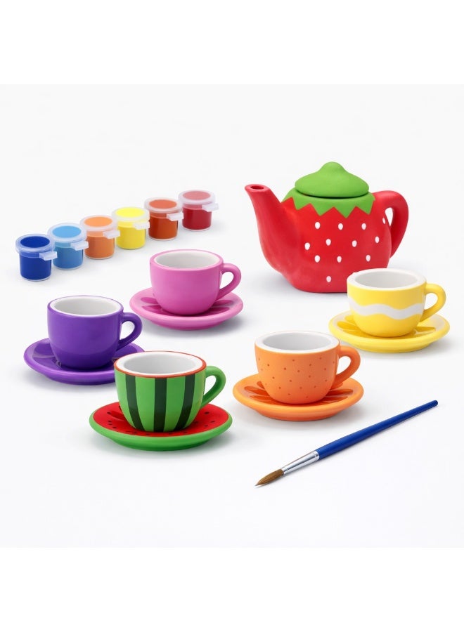 Complex Kids DIY Tea Set Painting Kit – Creative Coloring Set with Paints & Brush - Image 1