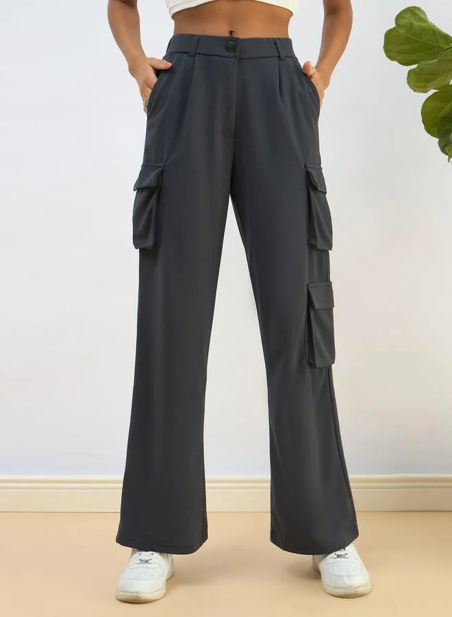 SASSAFRAS Sassafras Women Navy Comfort Fit Korean Cargo Pants