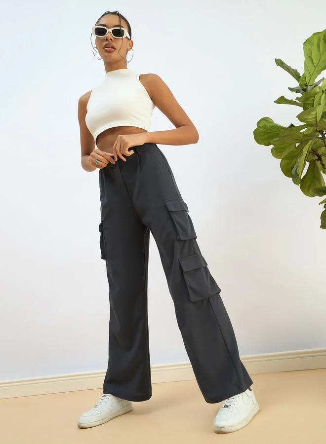 SASSAFRAS Sassafras Women Navy Comfort Fit Korean Cargo Pants