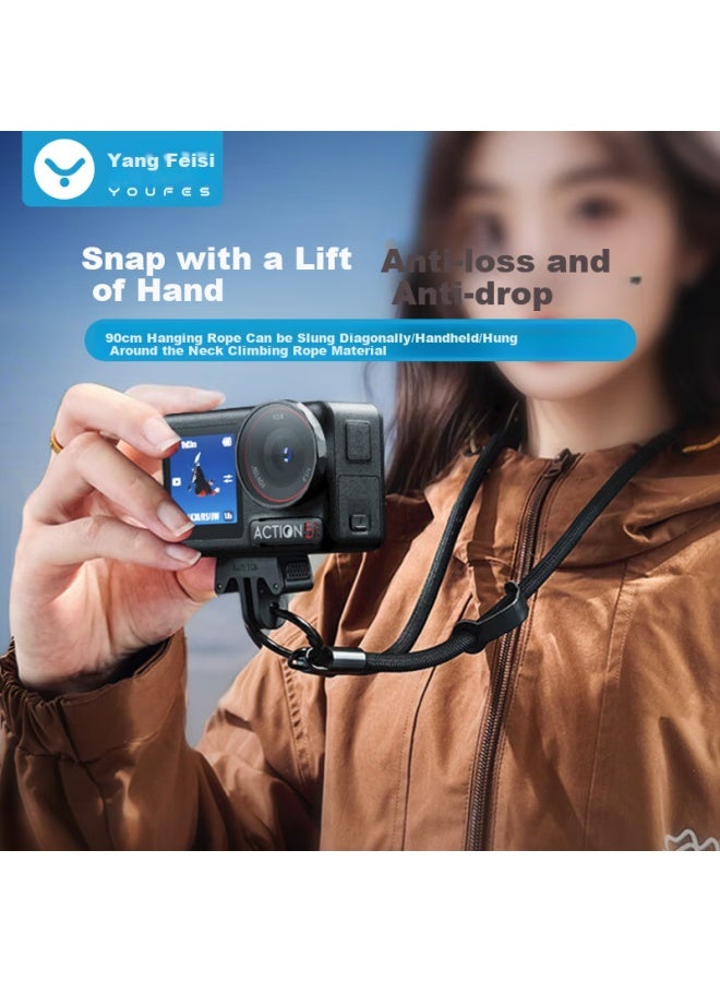 Youfes Suitable For Dji Action 6/5 Pro/4/3 Lanyard, Wrist Strap, Anti-drop Safety Rope, Sports Camera Accessory, Black - Image 1