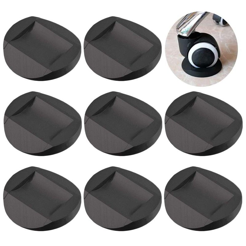 RICWINA Furniture Cups  Bed Stopper Rubber Furniture Coasters Cups with AntiSliding Floor Grip fits to All Floors  Wheels of Furniture Sofas Beds Chairs Prevents Scratches Black Set of 8 Round 