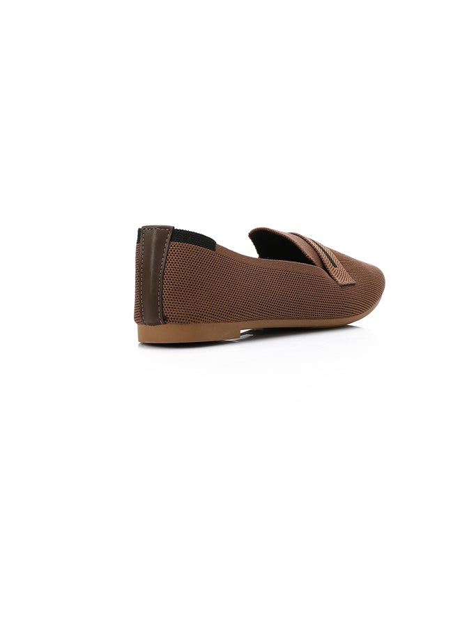 DejaVu Slip On Semi Square Toe Shape Dark Coffee Flat Shoes - Image 2