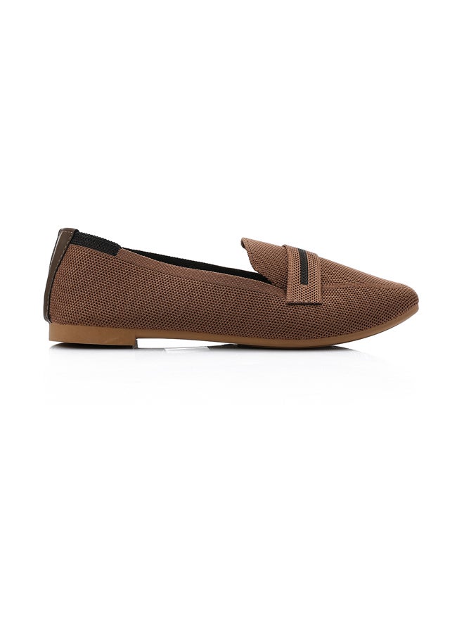 DejaVu Slip On Semi Square Toe Shape Dark Coffee Flat Shoes - Image 1