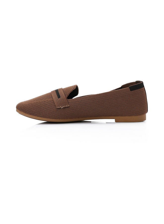 DejaVu Slip On Semi Square Toe Shape Dark Coffee Flat Shoes - Image 3