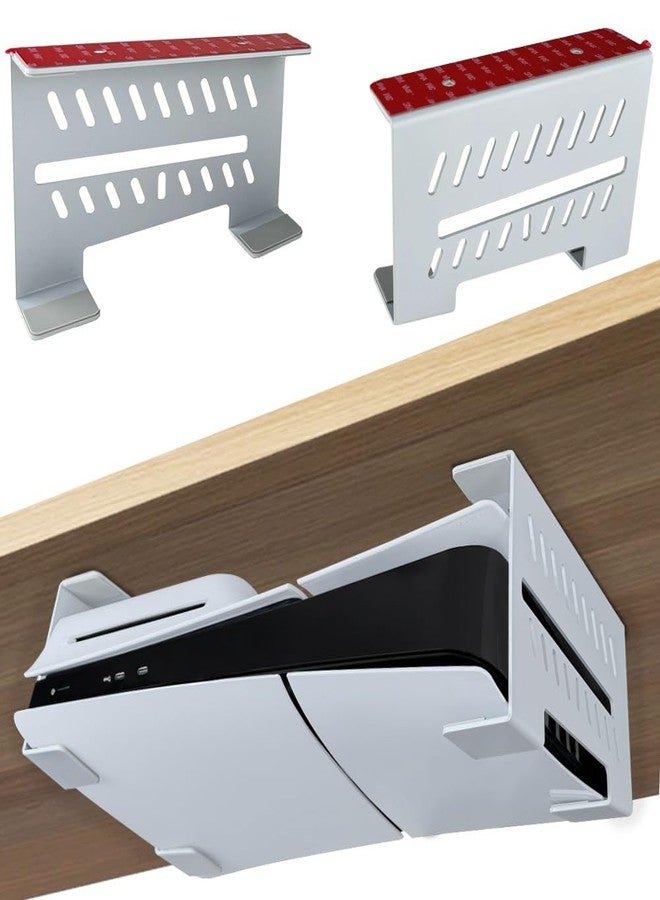 Chanvoo Under Desk Mount for PS5 Slim/PS5, Chanvoo Aluminum Under Desk Holder Compatible with PlayStation 5 Slim/PS5 Disc & Digital Console No Drill (White) - Image 1