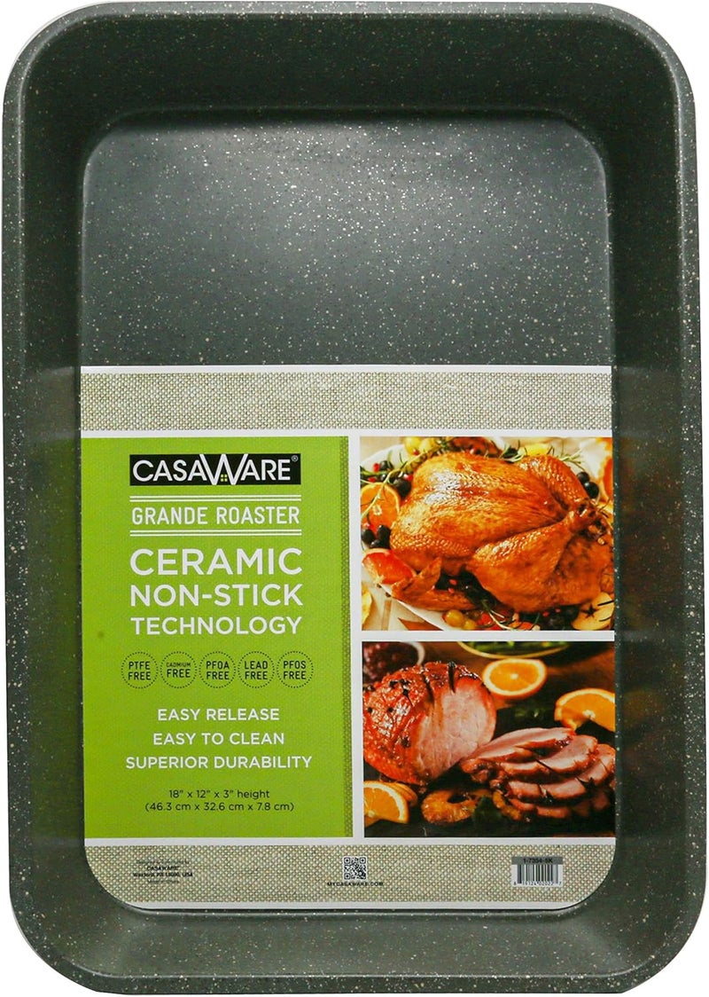 casaWare Grande Lasagna/Roaster Pan 18 x 12 x 3-Inch - Extra Large, Ceramic Coated NonStick (Silver Granite) - Image 1