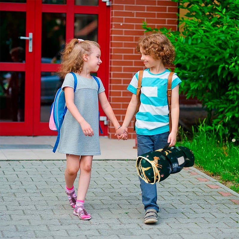 Primlect Thickened Toddler Nap Mat with Removable Pillow and Minky Blanket, Extra Large 55''x35'' Sleeping Bag, Washable, Roll up, Perfect for Daycare, Preschool, Kindergarten, Boys and Girls Dinosaur - Image 5