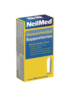 NeilMed NeilMed Hemorrhoidal Suppositories, Shrinks Swollen Tissue, Relief from Burning, Itching and Discomfort of Hemorrhoids, 24 Count 