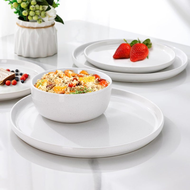 AmorArc Dinnerware Sets for 4 12 Pieces Ceramic Plates and Bowls Set Handcrafted Stoneware Plates Sets Dishwasher  Microwave Safe Dishes - Image 4