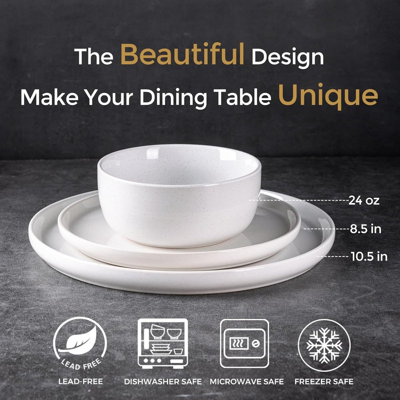 AmorArc Dinnerware Sets for 4 12 Pieces Ceramic Plates and Bowls Set Handcrafted Stoneware Plates Sets Dishwasher  Microwave Safe Dishes - Image 2