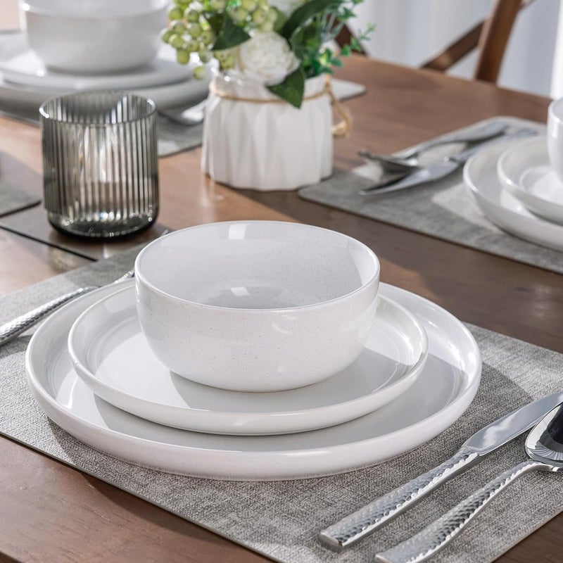 AmorArc Dinnerware Sets for 4 12 Pieces Ceramic Plates and Bowls Set Handcrafted Stoneware Plates Sets Dishwasher  Microwave Safe Dishes - Image 5