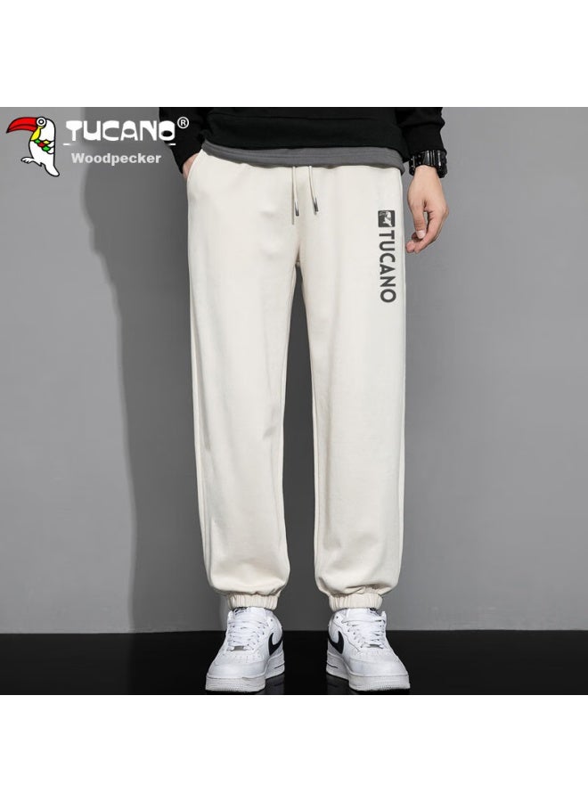 Tucano Tucano Casual Pants For Men, Spring And Summer Korean Style Trousers, Loose-fitting Sports Trendy Sweatpants With Elastic Cuffs, Apricot Color, Size L - Image 2