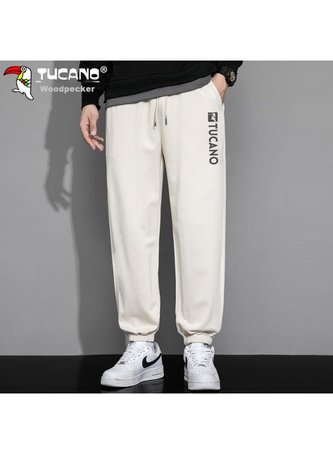 Tucano Tucano Casual Pants For Men, Spring And Summer Korean Style Trousers, Loose-fitting Sports Trendy Sweatpants With Elastic Cuffs, Apricot Color, Size L - Image 3