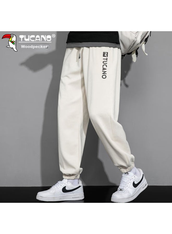 Tucano Tucano Casual Pants For Men, Spring And Summer Korean Style Trousers, Loose-fitting Sports Trendy Sweatpants With Elastic Cuffs, Apricot Color, Size L - Image 4