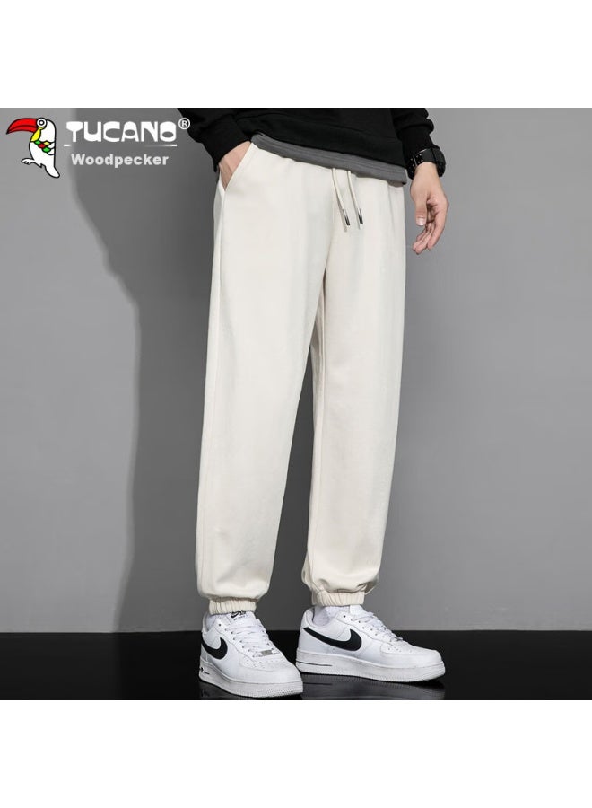 Tucano Tucano Casual Pants For Men, Spring And Summer Korean Style Trousers, Loose-fitting Sports Trendy Sweatpants With Elastic Cuffs, Apricot Color, Size L - Image 5