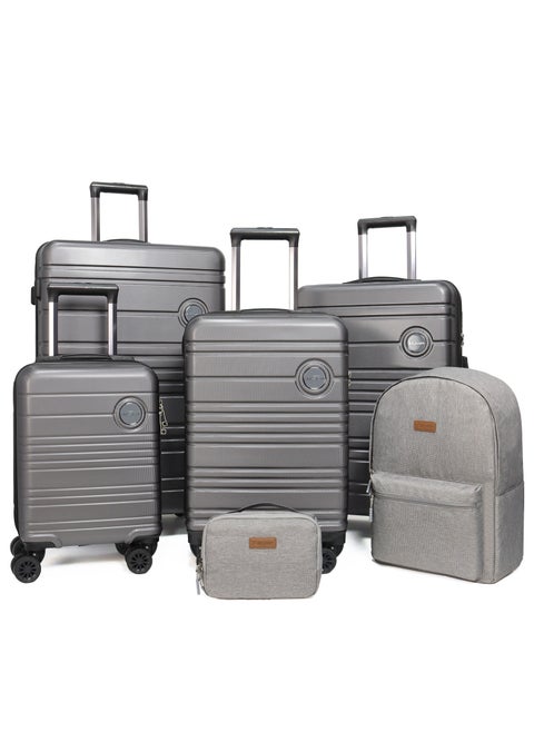 Aklsvion Hard Case Trolley Luggage Set Of 4 For Unisex ABS Lightweight 4 Double Wheeled Suitcase With Built In TSA Type Lock Grey