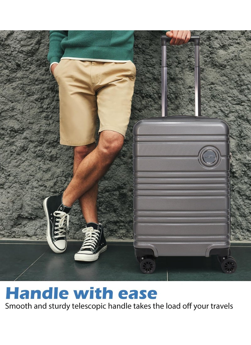 Aklsvion Hard Case Trolley Luggage Set Of 4 For Unisex ABS Lightweight 4 Double Wheeled Suitcase With Built In TSA Type Lock Grey
