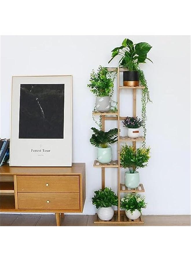 ميكسد حامل عرض نباتات داخلي من ميدلا: حامل زاوية نباتات مكون من 6 طبقات، حامل زهور للشرفة، حامل زهور من الخيزران للاستخدام في الهواء الطلق، رف نباتات حديقة، رف عرض زهور طويل للشرفة وغرفة المعيشة - Image 2