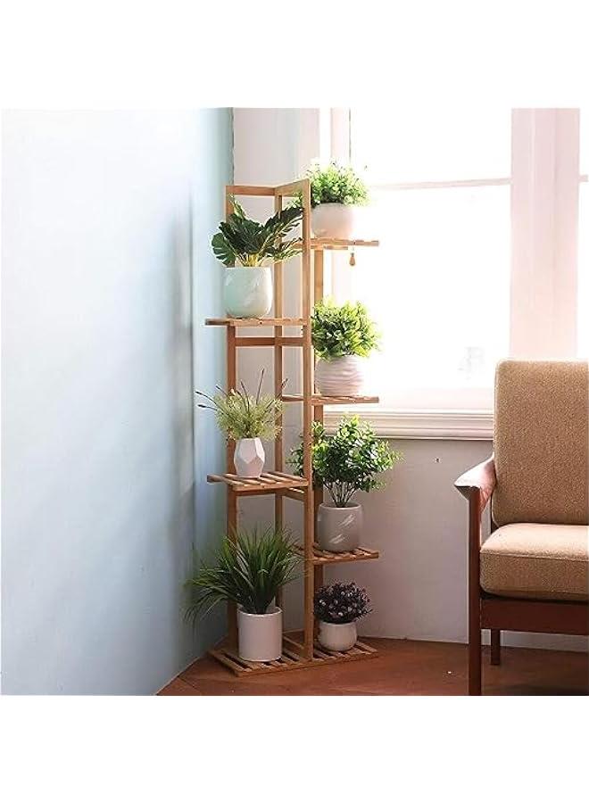 ميكسد حامل عرض نباتات داخلي من ميدلا: حامل زاوية نباتات مكون من 6 طبقات، حامل زهور للشرفة، حامل زهور من الخيزران للاستخدام في الهواء الطلق، رف نباتات حديقة، رف عرض زهور طويل للشرفة وغرفة المعيشة - Image 3