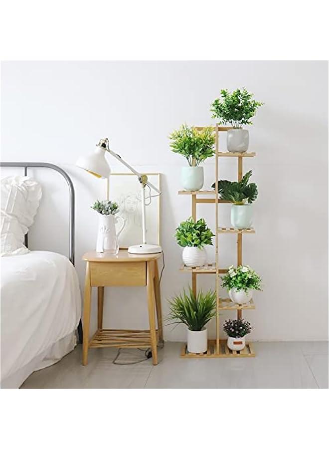 ميكسد حامل عرض نباتات داخلي من ميدلا: حامل زاوية نباتات مكون من 6 طبقات، حامل زهور للشرفة، حامل زهور من الخيزران للاستخدام في الهواء الطلق، رف نباتات حديقة، رف عرض زهور طويل للشرفة وغرفة المعيشة - Image 4