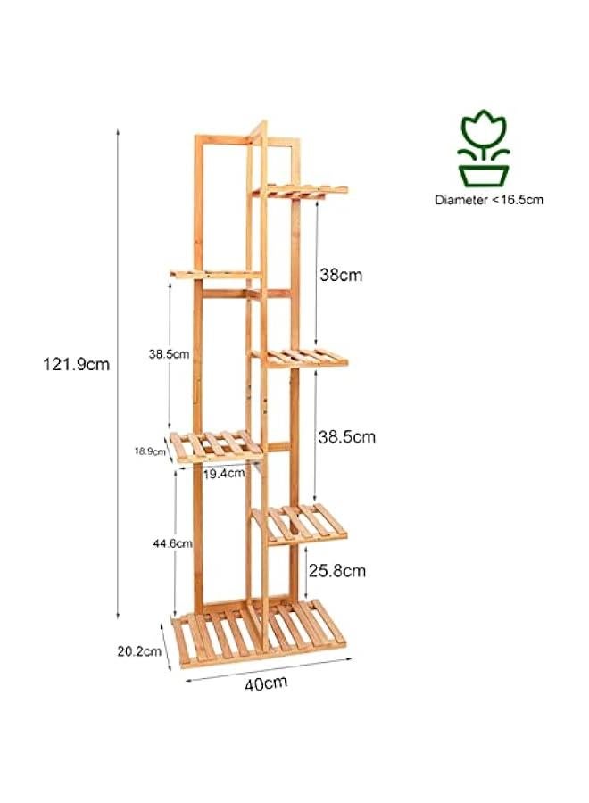 ميكسد حامل عرض نباتات داخلي من ميدلا: حامل زاوية نباتات مكون من 6 طبقات، حامل زهور للشرفة، حامل زهور من الخيزران للاستخدام في الهواء الطلق، رف نباتات حديقة، رف عرض زهور طويل للشرفة وغرفة المعيشة - Image 5