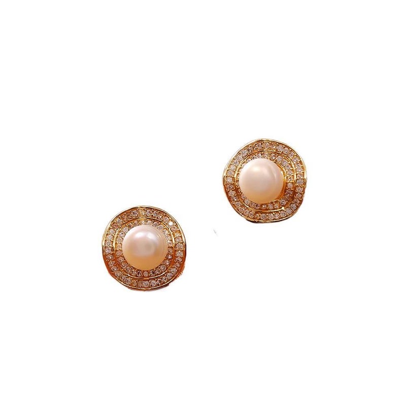 Lightweight Rhinestone Detail Pearl Earrings with Huggie Profile in Silver for Daily Wear and Elegant Styling - Image 3
