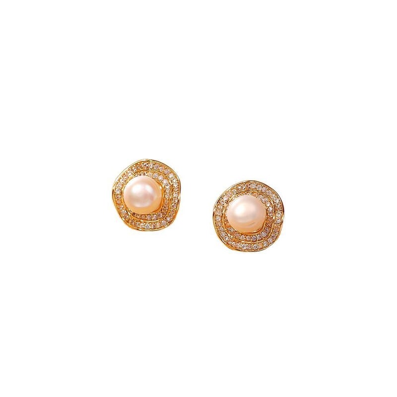 Lightweight Rhinestone Detail Pearl Earrings with Huggie Profile in Silver for Daily Wear and Elegant Styling - Image 1