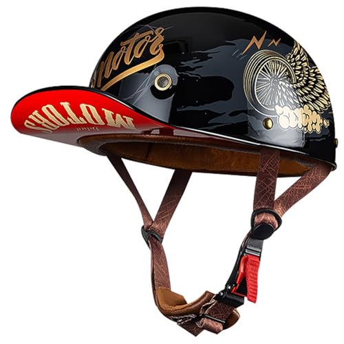 CHPINGN Baseball Motorcycle Helmet for Bike Cruiser Chopper Moped Scooter Open Face Helmet for Adult Women Men DOT Approved - Image 1