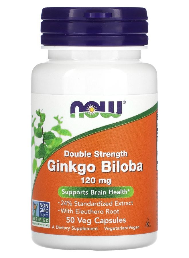 now Ginkgo Biloba Double Strength 120 mg 50 Veg Capsules