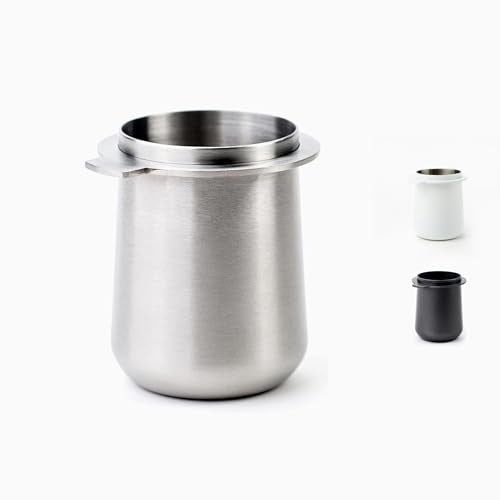 Silver 58mm Dosing Cup  White  100 Stainless Steel  Espresso Coffee Dosing Cup  Crema Coffee Products