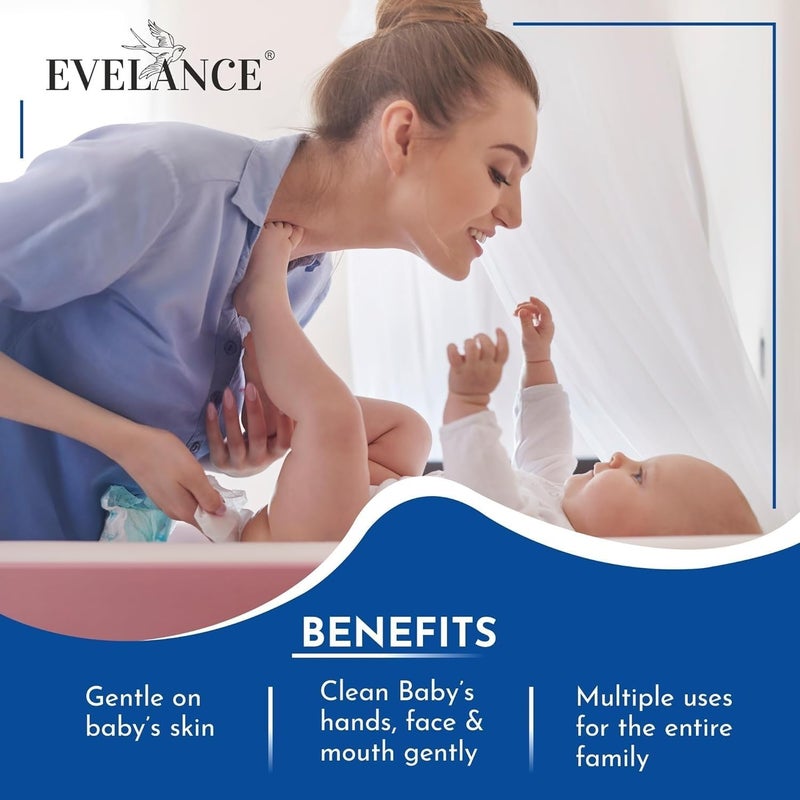 EVELANCE Soft Cleansing Baby Wipes with Lid | 72 Wipes x 6-432 Wipes | Extra Thick & Moist Wet Wipes for Baby's | Prevents Rashes & Redness with Goodness of Aloe Vera Vitamin E | pH Balanced - Image 2