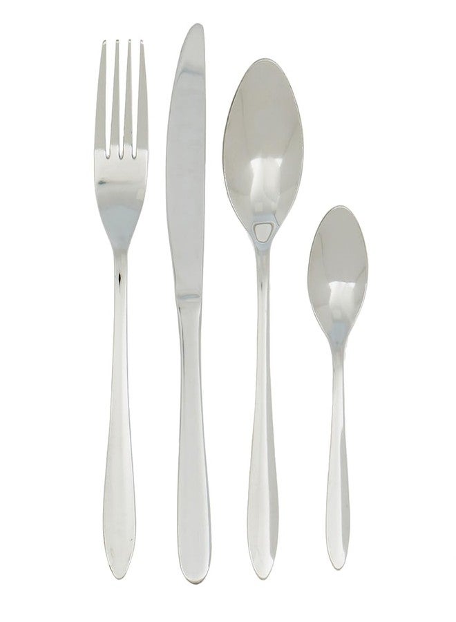 Home Basics 4 Piece Dinner Spoons, Silver - Image 2
