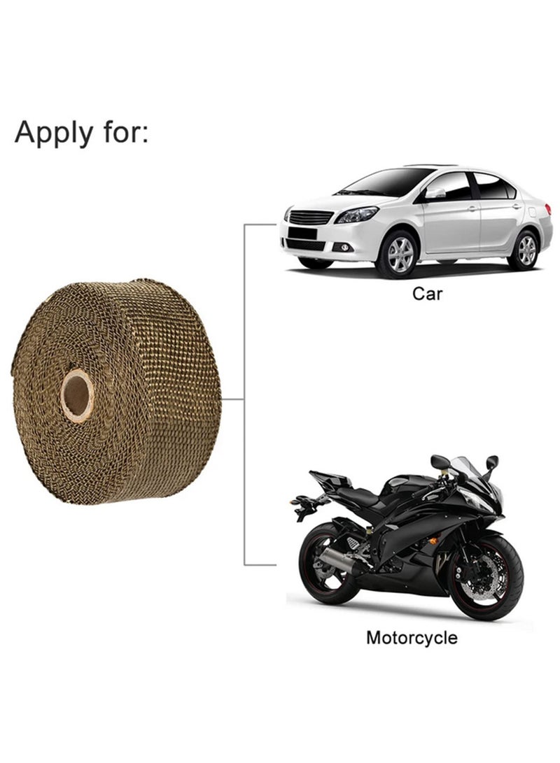 Generic 5m Titanium Fiber Heat Wrap Exhaust Manifold with 10 Cable Ties 30cm for Car Motorcycle Accessories High Temperature Protection 5m x 5cm - Image 2