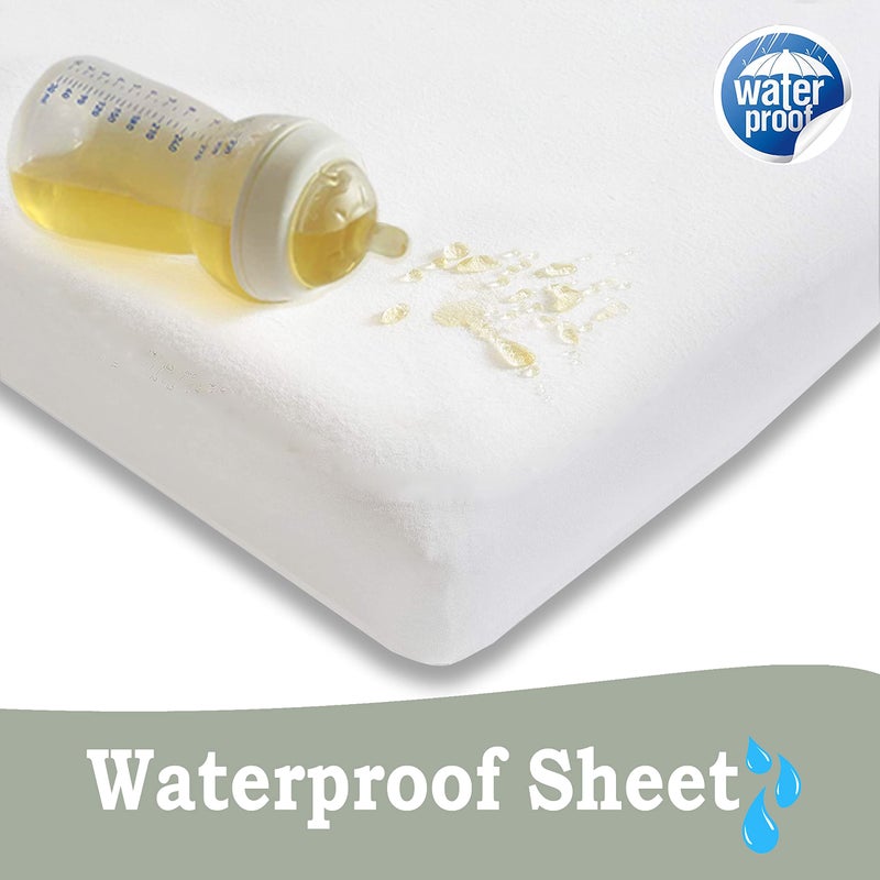 Lilly Belly Lilly Belly B. Set of 2 Fitted Sheets 60 x 120 cm + 1 Waterproof Mattress Protector, Mattress Protector 60 x 120 cm Baby Bed, Waterproof Fitted Sheet 60 x 120 cm Baby Bed, Unisex Patterns (Pack of 3)  - Image 2