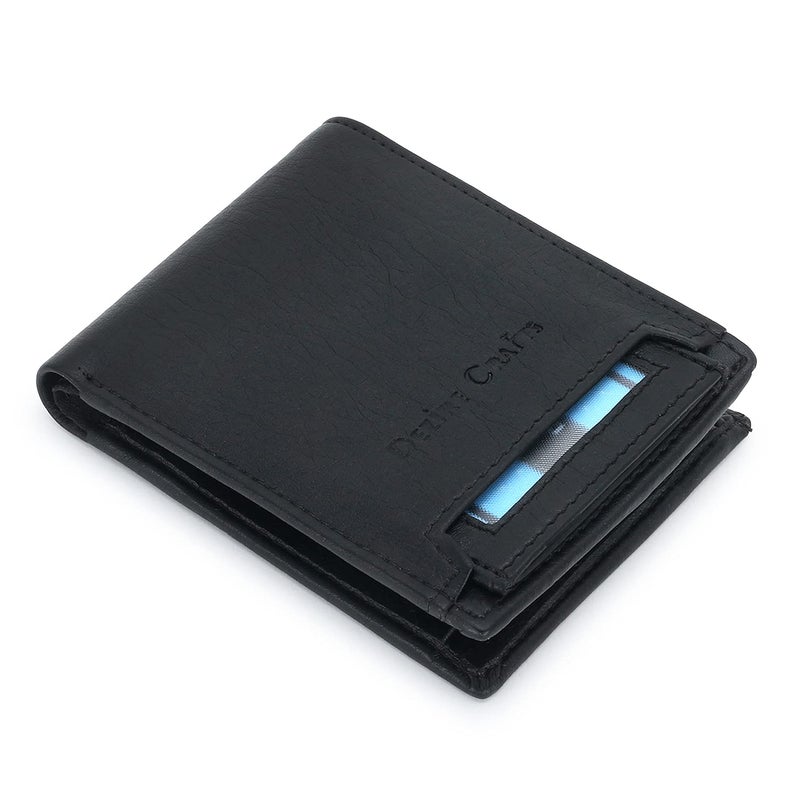 Dezire Crafts Men's Bi-Fold, Textured PU Leather/Slim Wallets with Detachable Card Slot Case (Black) - Image 3