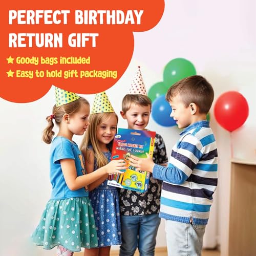 SparkLPlay DIY Craft Kit. Kids Birthday Return Gifts (Pack of 3) Each Pack - 6 Fridge Magnet Cutouts, 12 Pens, 3 Gift Bags, Mess Free. (Indian Arts) - Image 3
